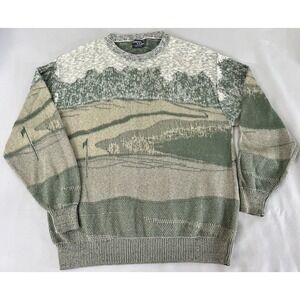 VTG Cypress Links‎ Men's Golf Golfer Graphic Knit Sweater Sz L Made In USA Y2K